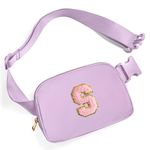 Gitus Belt Bag Fanny Pack Crossbody Bags with Initial Letter Patch Cute Stuff Birthday Gifts for Teenager Girls Trendy Preppy Stuff for Teen Girls Cool Stuff for Teens, Lavender, S