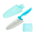 Kibbidea Kids Knife Set for Real Cooking, Friendly Safety Knife for Kids, Stainless Steel Child Chef Knife with Finger Protector, Round Tip Kids Knife for Cutting, Serrated Edges (1,Blue)