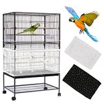 2Pcs Daoeny Bird Cage Cover, Adjustable Bird Cage Seed Catcher, Large Soft Nylon Mesh Net with Twinkle Moon Star, Birdcage Cover Skirt Seed Guard for Parrot Parakeet Macaw Round Square Cages