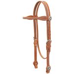 Weaver Leather Texas Star Browband Headstall, Hermann Oak Harness Leather, Russet, Average Horse