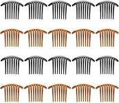 Tatuo 20 Pieces 7 Tooth French Twist Comb Plastic Hair Clip Hair Side Combs Hair Accessory for Women Girls, Black and Brown