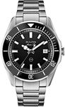 Bulova Men's Designer Watch Stainless Steel Bracelet - Water Resistant Black Dial Marine Star 98B203