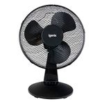 Igenix DF1210 12” Portable Desk Fan – 3 Speed Settings, Quiet Oscillating Airflow, Compact Desktop or Bedside Cooling – Ideal for Home & Office – Black