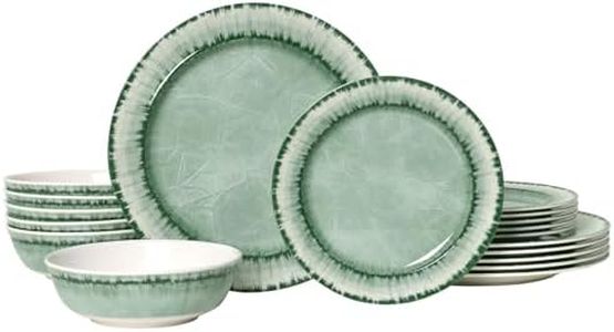 AELS Melamine Dinnerware Set of 18 Pcs Dinner Dishes Set, Lightweight Unbreakable for Indoor and Outdoor Use, BPA Free, Dishwasher Safe, Sage Green