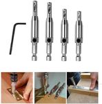 LimCryspp 4Pcs HSS Door Window Cabinet Self Centering Hinge Drill Bits Set for Opening Hole-5/64 Inch 7/64 Inch 9/64 Inch 11/64 Inch for Woodworking Window Door Hinge Woodworking Tools