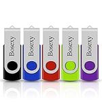 USB Flash Drive 64GB Thumb Drive Bosexy Swivel Memory Stick with Led Indicator Mix Color 5PCS(Black/Blue/Red/Green/Purple)