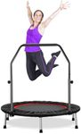 ZENOVA 40" Mini Trampoline, Foldable Trampoline for Adults Fitness,Exercise Trampoline with Adjustable Bar Indoor Rebounder Trampoline Jumping Workouts