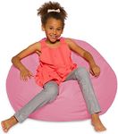 Big Comfy Bean Bag Chair: Posh Large Beanbag Chairs with Removable Cover for Kids, Teens and Adults - Polyester Cloth Puff Sack Lounger Furniture for All Ages - 27 Inch - Solid Pink