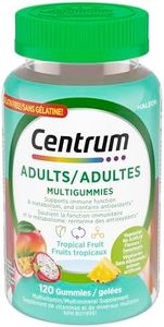 Centrum Adult MultiGummies Tropical Fruit Multivitamin and Multimineral Supplement, Pineapple-Mango, Dragonfruit, and Passionfruit Flavours, 120 count
