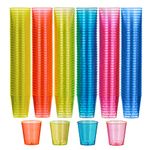 MATANA 300 Plastic Shot Glasses, Neon (30ml / 1oz) - Reusable - Shot Glasses Plastic, Shot Glass, Jelly Shots, Sample Tasting Cups - Shot Cups for Parties, Birthdays, Weddings, Stag, Hen Parties