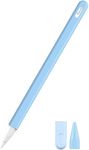 Meyaar Silicone Case for Apple Pencil 2nd Generation with Nib Cap Protect & Enhance Your Apple Pencil with Our Silicone Cover Compatible with iPad & ipad Pro 11,12.9 inch (Sky Blue)