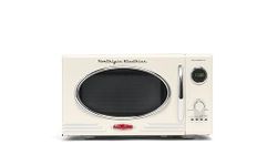 Nostalgia Retro Countertop Microwave Oven - Large 800-Watt - 0.9 cu ft - 12 Pre-Programmed Cooking Settings - Digital Clock - Kitchen Appliances - Ivory