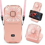 Wolepaz Handheld Fan Rechargeable,Desk Fan Foldable and Portable Hanging Neck Mini Fan,3000 mAh Portable Handheld Usb Rechargeable Fans,Suitable for Outdoor Camping, Travel, Bedroom(Pink)