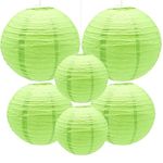 Yosawa 6 Pcs Paper Lanterns Decorative Round Paper Lantern Hanging Paper Lanterns for Party, Classroom, Wedding, Halloween,Christmas,Home Decoration （ 8”10” 12”/Green）