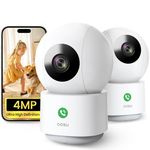 AOSU Indoor Camera 4MP Pack of 2, Pet Camera with Motion Tracking, Baby Monitor Supports 360° Pan-Tilt Scenes Preset, One-Touch Calling, Security Camera Indoor Work with 5G/2.4G WiFi, Work with Alexa