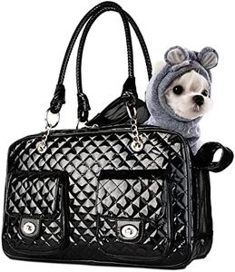 Betop House Soft-Sided Pet Travel Carrier Airline Approved for Pet Small Dog and Cat Collapsible, Black Shiny Patent Leather