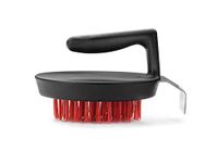 Outset 76621 Nylon Cleaning Brush with Stainless Steel Scraper for Himalayan Salt Block, Pizza Stone and Cast Iron Pan, 5 x 4 x 3"