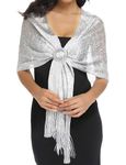 BABAHU Sparkling Metallic Shawls and Wraps with Buckle for Evening Party Dresses Wedding Party