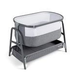 Ickle Bubba Bubba & Me Travel Cot with Mattress Included – Next to Me Crib & Adjustable Bedside Sleeper | Foldable Baby Cot with Foldable Mattress & Carry Bag | Space Grey