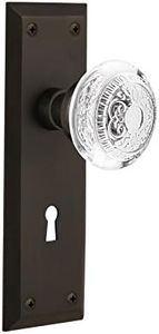 Nostalgic Warehouse New York Plate Interior Mortise Crystal Egg & Dart Knob in Oil-Rubbed Bronze