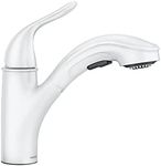 Moen Brecklyn Glacier White One-Handle Single-Hole Kitchen Faucet with Pull-Out Sprayer and Power Clean, Optional Deckplate Included, 87557W