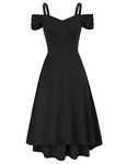 GRACE KARIN Women Fancy Cocktail Party Dresses Elegant Cold Shoulder A-line Black Evening Dress S