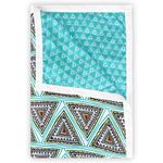 Divine Casa Modern Reversible Single Bed Dohar | 120 GSM Dual-Sided Microfiber Throw Blanket | Size 210 x 140 cm | Geometric | Turquoise Blue