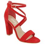 ESSEX GLAM Womens Ankle Strap Block Heel Sandals Ladies Strappy Buckle Prom Party Shoes Size 3-8