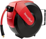 BreezeReel Retractable Air Hose Reel, 50ft x 3/8" Hybrid Air Hose Max 300PSI, Air Compressor Hose Reel, Auto Rewind & 180° Swivel - Wall/Ceiling Mount for Workshops