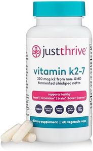 Just Thrive: Vitamin K2-7 - Bone and Heart Health Supplement - 30 Day Supply - 320mcg with Ultra Absorption - Protects Against Tooth Decay - Support Heart, Circulation, Brain, Bones, & Nerve Health