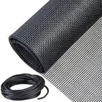 Window Screen, 51" x 99" Screen Door Repair Kit,DIY Durable Fiberglass Screen Mesh with Retainer Spline - Screen & Sliding Screen Door Repair for Patio & Window (Black)