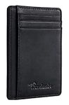 Travelambo Front Pocket Minimalist Leather Slim Wallet RFID Blocking Medium Size(Crazy Horse Black)