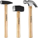 3PC Hammer Set Woodworking Tool - Claw Hammer 16oz | Sledge 3LB | Engineers' 500G DIY/Home/Office/Craft Wooden Handle