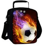 7-Mi 3D Football Kids Reusable Lunch Container Kids Lunch Bags Children Lunch Box Cooler Thermal for School Insulated Meal Tote Shoulder Bag