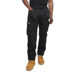 SITE KING Mens Cargo Holster Pocket Work Trousers (32 Waist / 33" Long Leg, Black)