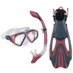 U.S. Divers Cozumel Adult Snorkel Set - Anti-Fog PC Lens, Easy-Adjust Mask Buckles, Dry Top Snorkel, Adjustable Fin Buckles -Unisex Adult, Large, Coral/Navy, Large (9.5-11.5), (SR3986104L)