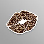 Cheetah Leopard Print Lips (2 Pack) Vinyl Decal Sticker - Car Truck Van SUV Window Wall Cup Laptop - Two 5 Inch Decals - MKS2112