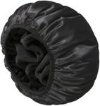 YIZIJIZI Terry Lined Shower Cap,Triple Layer Large Cap for Women,Shower Cap Reusable Waterproof,Long Thick Hair(Black)