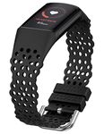 TOYOUTHS Lace Silicone Compatible with Fitbit Charge 5 Strap/Charge 6 Strap, Women Slim Cute Hollow-Out Sport Replacement Strap, Breathable Waterproof Soft Wristband for Charge 6/5, Black