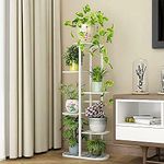 Trendy Decor Metal 6 Tier 7 Potted Plant Stand Multiple Flower Pot Holder Shelves Planter Rack Storage Organizer Display for Indoor Outdoor Garden Balcony Size- HxL 41x18 Inch (White)