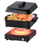 Olayks Portable Induction Cooktop, 1500W Induction Cooktop with 6 Temperature 8 Power Settings, 99 Minutes Timer, Including 8L Cast Iron Cooking Pot and Cast Iron Pan