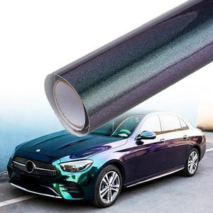 Glossy Purple to Charming Green Metallic Chameleon Vinyl Wrap Sparking Diamond Gradient Color Change Car Body Vinyl Film Roll, 59.84" x 19.68"