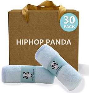 HIPHOP PANDA Bamboo Baby Washcloths,30 Pack (Blue) - 2 Layer Ultra Soft Absorbent Bamboo Towel - Natural Reusable Baby Wipes for Delicate Skin - Baby Registry as Shower