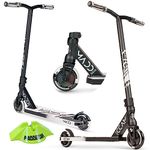 MADD GEAR MGP Kick PRO Scooter – Suits Boys & Girls Ages 6+ - Max Rider Weight 220lbs – 3 Year Manufacturer’s Warranty – World’s #1 Pro Scooter Brand (Kick PRO Black/Silver)