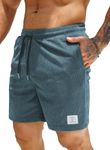 Elegancity Mens Corduroy Shorts Casual Summer Beach Shorts Regular Fit Drawstring Elastic Waist Short Pants with Pockets (Green, XXL)