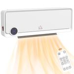 HOMCOM Wall Downflow Heater 2 Heat and Fan 1000W/2000W, Electric Space Heater with Timer Remote Oscillating, for Bedroom Home Office, White