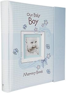 Christian Art Gifts Boy Baby Book of Memories Blue Keepsake Photo Album Our Baby Boy Memory Book Baby Book with Bible Verses, The First Year