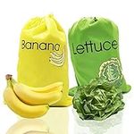 DE Reusable Produce Bags ，Includes Banana Bag and Lettuce Bag，Keep it Longer Up To 2 Weeks Stop Food Waste