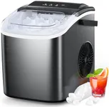 COWSAR Ice Maker Countertop, Stainless Steel Portable Ice Maker Machine with Self-Cleaning, 26.5lbs/24Hrs, 6 Mins/9 Pcs Bullet Ice, Perfectly for Home Use, Gift