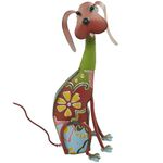 Deco 79 Metal Dog Indoor Outdoor Garden Sculpture with Floral Pattern, 6" x 12" x 19", Multi Colored